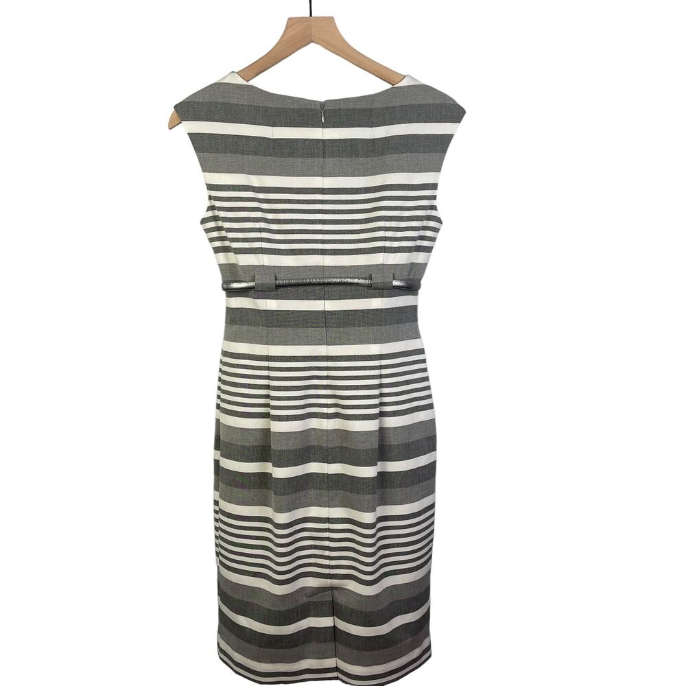 Calvin Klein Gray and White Striped Midi Sheath Dress - Picture 3 of 11